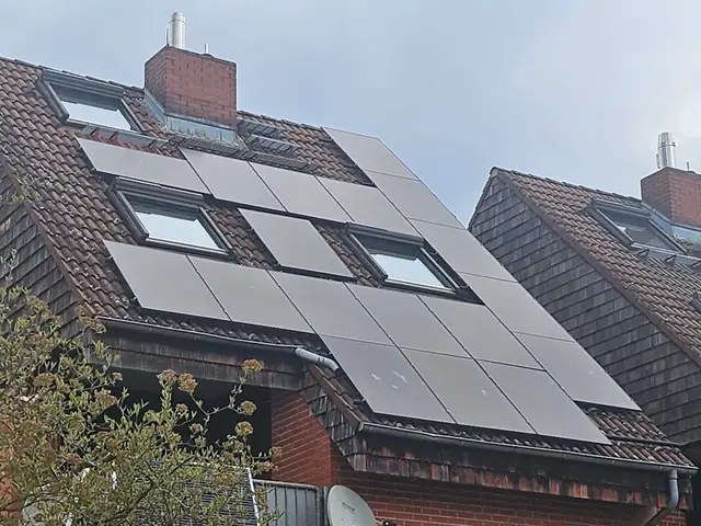 Full-Black Solarmodule auf Ziegeldach.